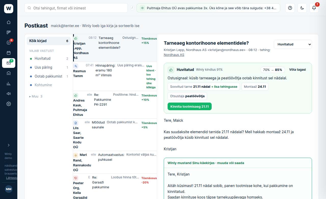 Postkast: ekraanipilt Winlyst